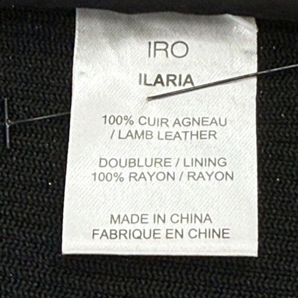 IRO Ilaria Ribbed Knit Paneled Cracked 100% Lamb Leather Moto Jacket Small NEW - Picture 5 of 12